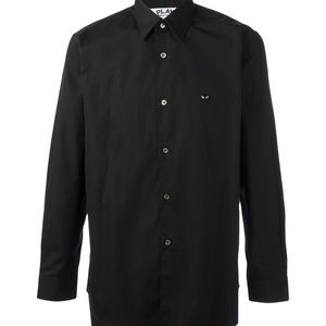 COMME DES GARCONS PLAY Size Small Black Emblem Cotton Button Down *WORN ONCE*